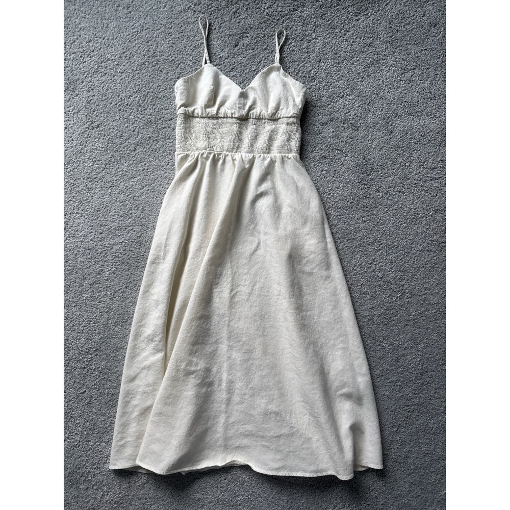 Zara Cream Midi Dress with Spaghetti Straps